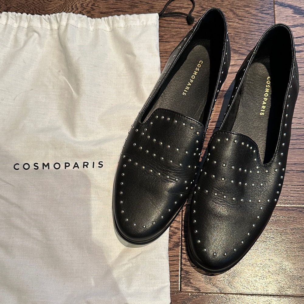 Black Studded Women's Loafers